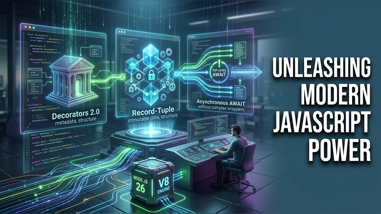 ES2026 in Node.js 26: Record-Tuple, Decorators 2.0 Gids - programming-languages illustratie