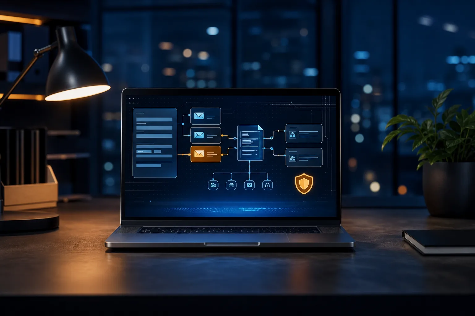 Business owner reviewing website requests, messages, invoices, and automation opportunities in one dashboard